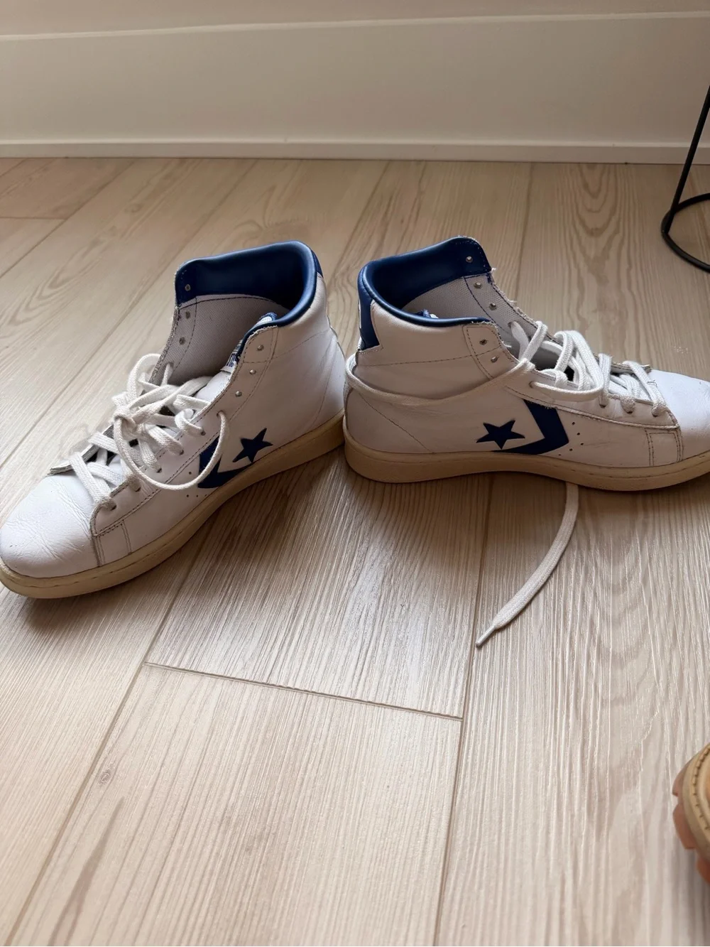 Converse White High Top Sneakers with Blue Star Chevron - Picture 5 of 6